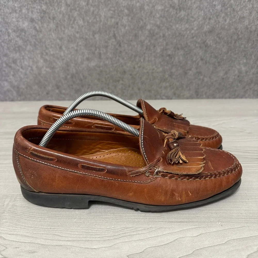 Allen‎ Edmonds Nashua Loafers Mens 10.5 Brown Tassel Kiltie Leather Shoes 42252